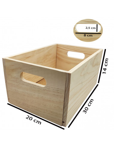 Caja de almacenamiento de madera con asas, caja rectangular decorativa, almacenaje documentos, juguetes, herramientas, comida, r
