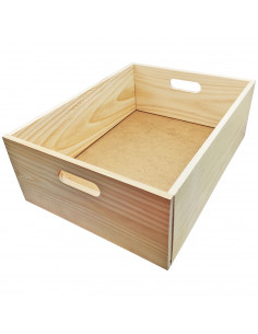 Caja de almacenamiento con asas, madera, caja rectangular decorativa, almacenaje documentos, juguetes, herramientas, comida, rop