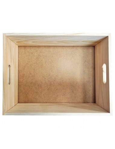 Caja de almacenamiento con asas, madera, caja rectangular decorativa, almacenaje documentos, juguetes, herramientas, comida, rop
