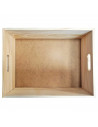 Caja de almacenamiento con asas, madera, caja rectangular decorativa, almacenaje documentos, juguetes, herramientas, comida, rop