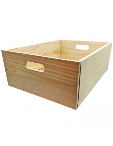 Caja de almacenamiento con asas, madera, caja rectangular decorativa, almacenaje documentos, juguetes, herramientas, comida, rop
