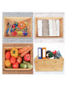 Caja de almacenamiento con asas, madera, caja rectangular decorativa, almacenaje documentos, juguetes, herramientas, comida, rop