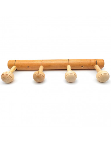 Perchero de madera 4 pomos para pared, soporte clásico de abrigos, sombreros para recibidor, dormitorio, 5 x 43 x 10,5 cm