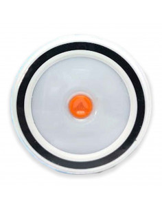 Lámpara portátil redonda LED, 8 cm de diámetro, pilas incluidas. Mas de 100 horas de vida útil.