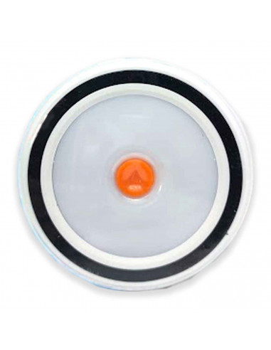 Lámpara portátil redonda LED, 8 cm de diámetro, pilas incluidas. Mas de 100 horas de vida útil.