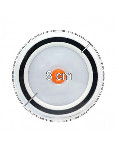 Lámpara portátil redonda LED, 8 cm de diámetro, pilas incluidas. Mas de 100 horas de vida útil.