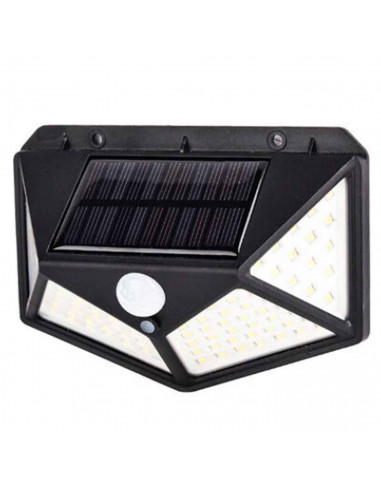 Lámpara luces LED de exterior 30 W, funciona con luz solar, carga automática, función nocturna, fácil instalación, sensor de mov
