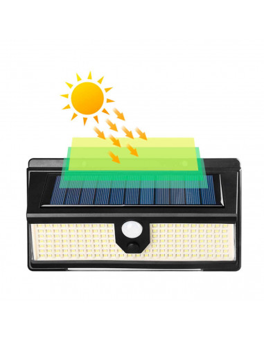 Lámpara luces LED de exterior 35 W, funciona con luz solar, carga automática, función nocturna, fácil instalación, sensor de mov