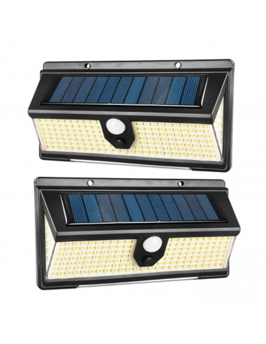 Lámpara luces LED de exterior 35 W, funciona con luz solar, carga automática, función nocturna, fácil instalación, sensor de mov
