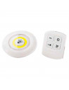 Luz auxiliar COB con mando a distancia color blanco, 3 pilas "AAA" (No incluidas). Luz de 9 cm de diámetro.