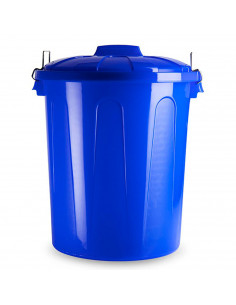 Tradineur - Cubo de basura de plástico con asas metálicas, contenedor de residuos, papelera con tapa, reciclaje, industrial, fab