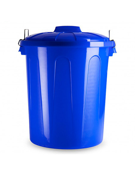 Tradineur - Cubo de basura de plástico con asas metálicas, contenedor de residuos, papelera con tapa, reciclaje, industrial, fab