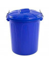 Tradineur - Cubo de basura de plástico con asas metálicas, contenedor de residuos, papelera con tapa, reciclaje, industrial, fab