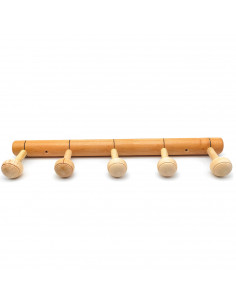 Tradineur - Perchero de madera 5 pomos para pared, soporte clásico de abrigos, sombreros para recibidor, dormitorio, 5 x 55 x 10