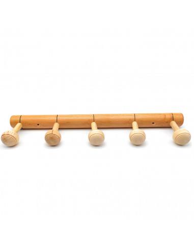 Tradineur - Perchero de madera 5 pomos para pared, soporte clásico de abrigos, sombreros para recibidor, dormitorio, 5 x 55 x 10