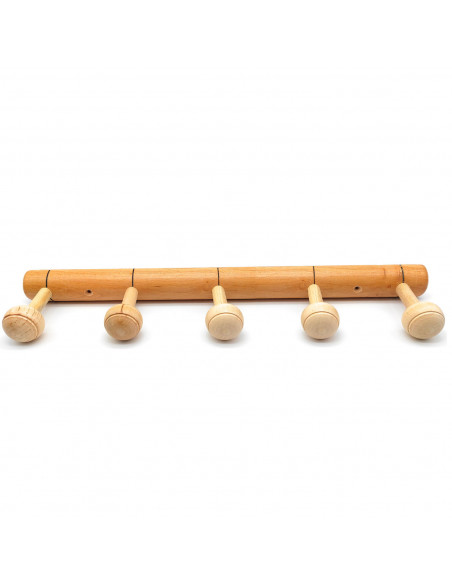 Tradineur - Perchero de madera 5 pomos para pared, soporte clásico de abrigos, sombreros para recibidor, dormitorio, 5 x 55 x 10
