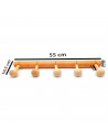 Tradineur - Perchero de madera 5 pomos para pared, soporte clásico de abrigos, sombreros para recibidor, dormitorio, 5 x 55 x 10