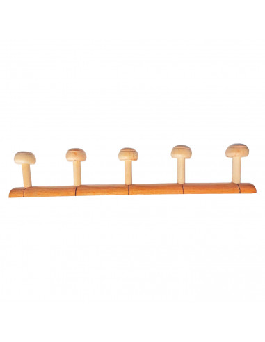 Tradineur - Perchero de madera 5 pomos para pared, soporte clásico de abrigos, sombreros para recibidor, dormitorio, 5 x 55 x 10