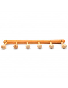 Tradineur - Perchero de madera 6 pomos para pared, soporte clásico de abrigos, sombreros para recibidor, dormitorio, 5 x 66,5 x