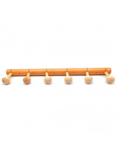 Tradineur - Perchero de madera 6 pomos para pared, soporte clásico de abrigos, sombreros para recibidor, dormitorio, 5 x 66,5 x