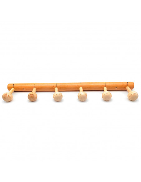 Tradineur - Perchero de madera 6 pomos para pared, soporte clásico de abrigos, sombreros para recibidor, dormitorio, 5 x 66,5 x