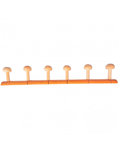 Tradineur - Perchero de madera 6 pomos para pared, soporte clásico de abrigos, sombreros para recibidor, dormitorio, 5 x 66,5 x