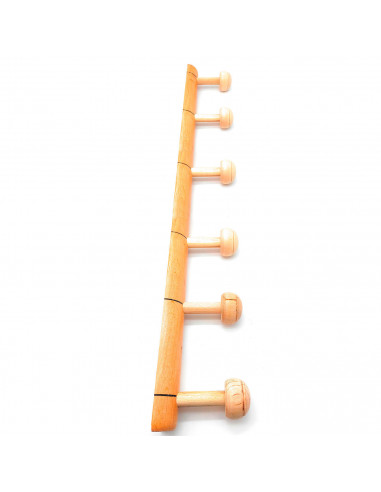 Tradineur - Perchero de madera 6 pomos para pared, soporte clásico de abrigos, sombreros para recibidor, dormitorio, 5 x 66,5 x