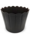Tradineur - Maceta de plástico redonda, diseño rústico, recipiente, macetero para plantas, flores, jardín, balcón (Marrón oscuro