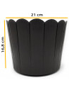 Tradineur - Maceta de plástico redonda, diseño rústico, recipiente, macetero para plantas, flores, jardín, balcón (Marrón oscuro