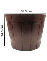 Tradineur - Maceta redonda con diseño de barril, plástico, recipiente, macetero para plantas, flores, jardín, balcón (Marrón osc
