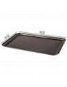 Tradineur - Bandeja de horno llana galletera de acero antiadherente, soporta hasta 250 ºC, apta para lavavajillas (Gris, 42 x 28