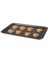 Tradineur - Bandeja de horno llana galletera de acero antiadherente, soporta hasta 250 ºC, apta para lavavajillas (Gris, 42 x 28