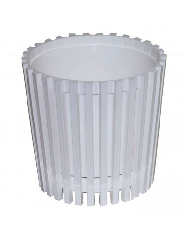 Tradineur - Maceta de plástico a rayas redonda con recipiente interior, macetero para plantas, flores, jardín, balcón, 19 x 19,5