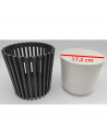 Tradineur - Maceta de plástico a rayas redonda con recipiente interior, macetero para plantas, flores, jardín, balcón, 19 x 19,5