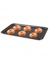Tradineur - Bandeja de horno llana galletera de acero antiadherente, soporta hasta 250 ºC, apta para lavavajillas (Gris, 42 x 28