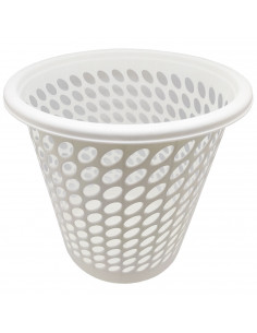 Tradineur - Papelera de plástico, modelo Lea, forma cilíndrica, cubo de basura para oficina, despacho, estudio (Blanco, 27,5 x 2