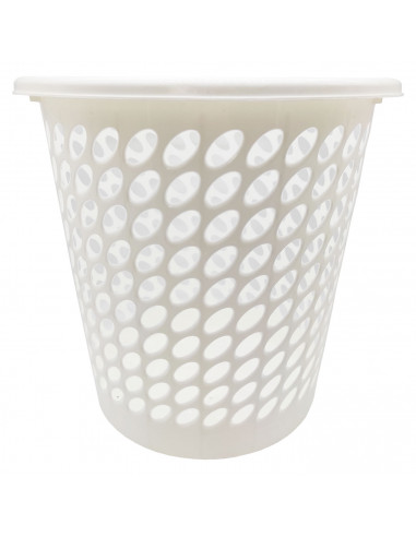Tradineur - Papelera de plástico, modelo Lea, forma cilíndrica, cubo de basura para oficina, despacho, estudio (Blanco, 27,5 x 2