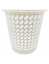 Tradineur - Papelera de plástico, modelo Lea, forma cilíndrica, cubo de basura para oficina, despacho, estudio (Blanco, 27,5 x 2