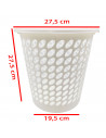 Tradineur - Papelera de plástico, modelo Lea, forma cilíndrica, cubo de basura para oficina, despacho, estudio (Blanco, 27,5 x 2