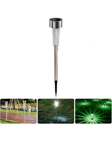 Tradineur - Antorcha de jardín de acero inoxidable, luz solar, lámpara solar recargable para césped, patio, paseos, decoración e