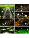Tradineur - Antorcha de jardín de acero inoxidable, luz solar, lámpara solar recargable para césped, patio, paseos, decoración e