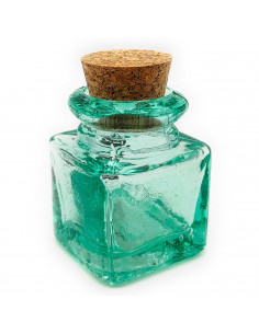 Tradineur - Bote de vidrio cuadrado, frasco, tarro con tapón de corcho, reutilizable, rellenable, ungüentos, condimentos, aceite