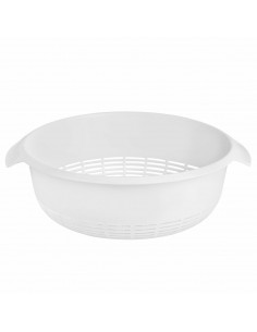 Tradineur - Escurreverduras de plástico, colador con asas, cesta de drenaje de frutas, verduras, pasta, cocina (Blanco, Ø 27 cm)