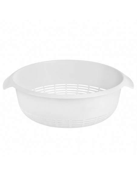 Tradineur - Escurreverduras de plástico, colador con asas, cesta de drenaje de frutas, verduras, pasta, cocina (Blanco, Ø 27 cm)