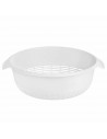 Tradineur - Escurreverduras de plástico, colador con asas, cesta de drenaje de frutas, verduras, pasta, cocina (Blanco, Ø 27 cm)