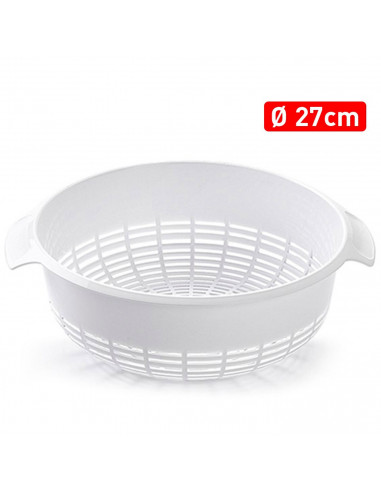 Tradineur - Escurreverduras de plástico, colador con asas, cesta de drenaje de frutas, verduras, pasta, cocina (Blanco, Ø 27 cm)