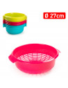 Tradineur - Escurreverduras de plástico con asas, colador, cesta de drenaje de frutas, verduras, pasta, cocina, Ø 27 cm, color a