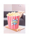 Tradineur - Cubo de palomitas redondo de plástico, recipiente reutilizable para cine en casa, fiestas, celebraciones (Rojo y bla