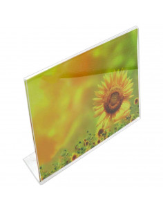 Tradineur - Portafotos, soporte para fotos de plástico transparente, sobremesa, marco para fotografías, oficinas, hogar (Horizon