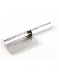 Tradineur - Recogemigas de acero inoxidable con mango contenedor 21,5 cm, recogedor de migas metálico plateado, accesorio de coc
